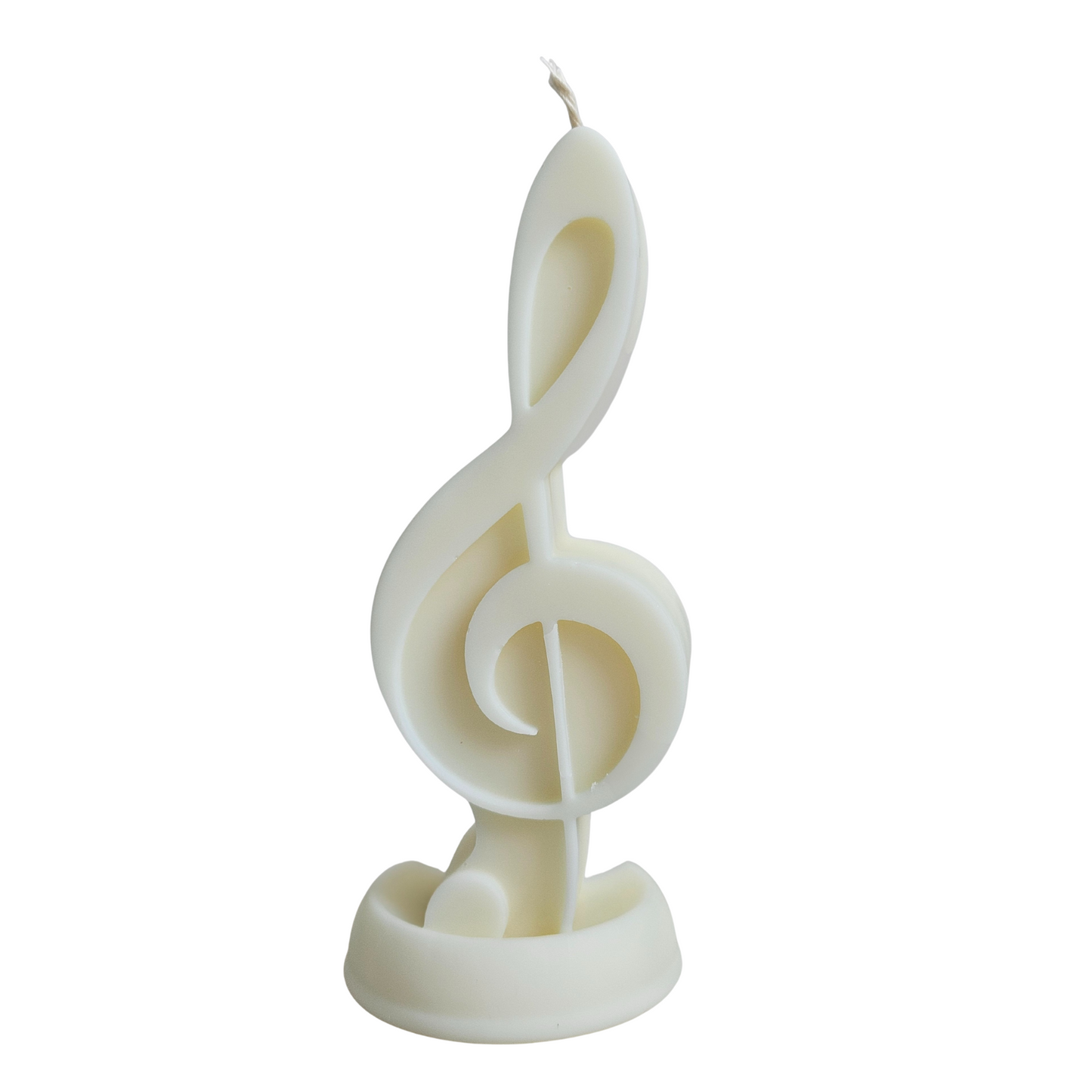 Stumpenkerze in Weiß mit schwarzem Violinschlüssel – klar, harmonisch & inspirierend