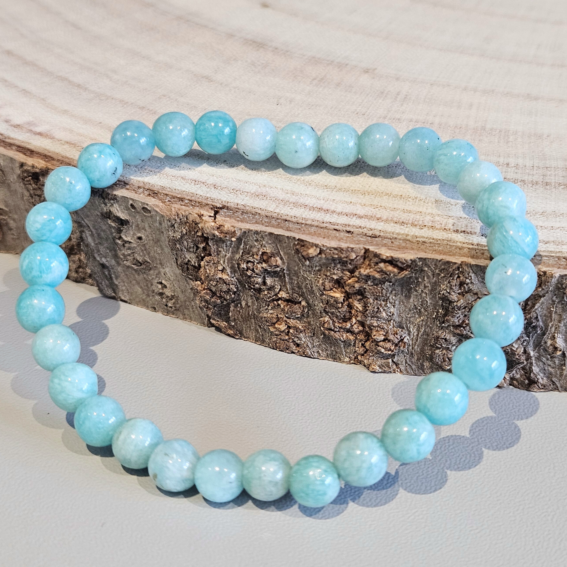 Echtes Amazonit Edelsteinarmband 6 mm, Herkunft Russland