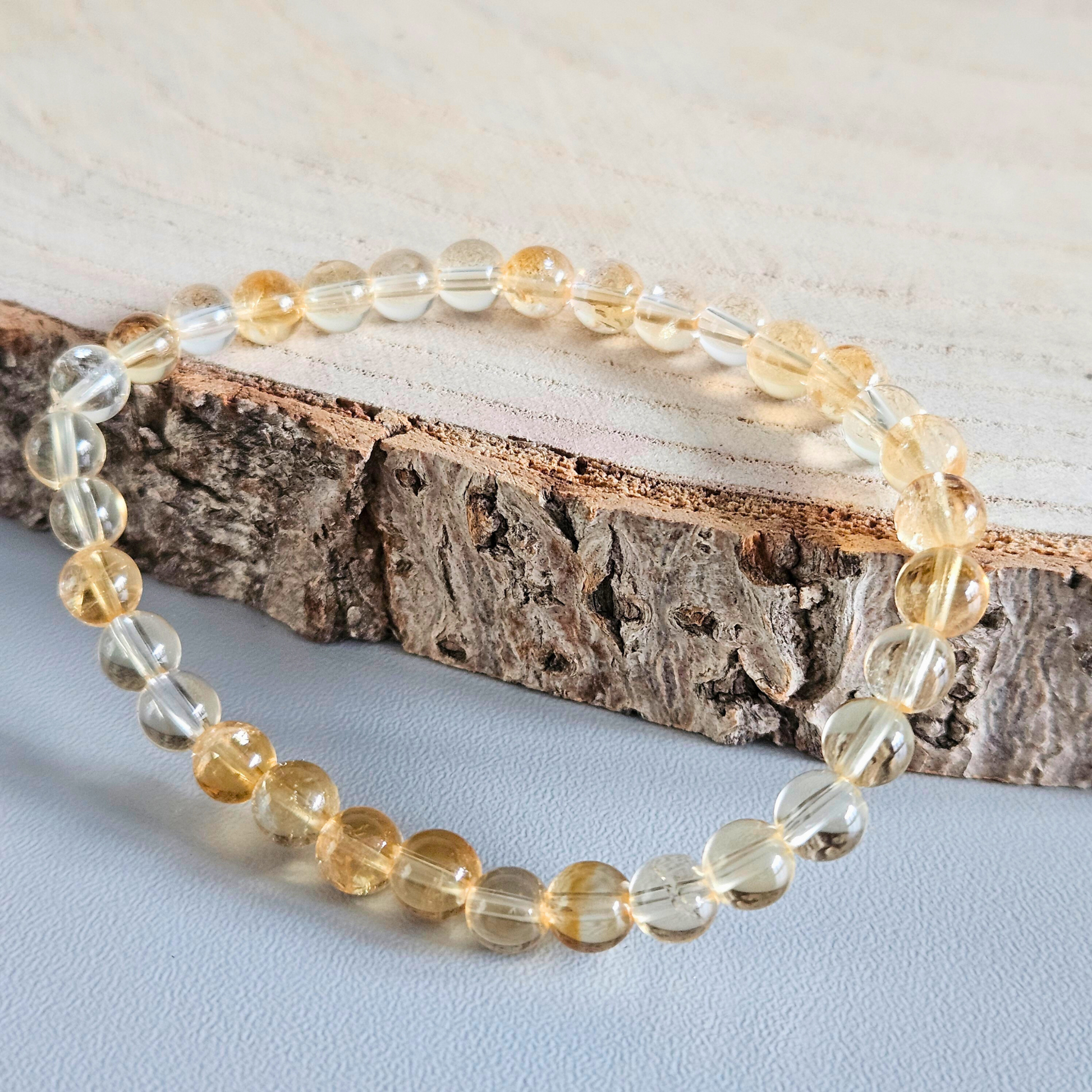 Edelstein Armband Citrin aus echten 6 mm Steinen – hochwertiger spiritueller Schmuck, DreamOn Produktfoto.