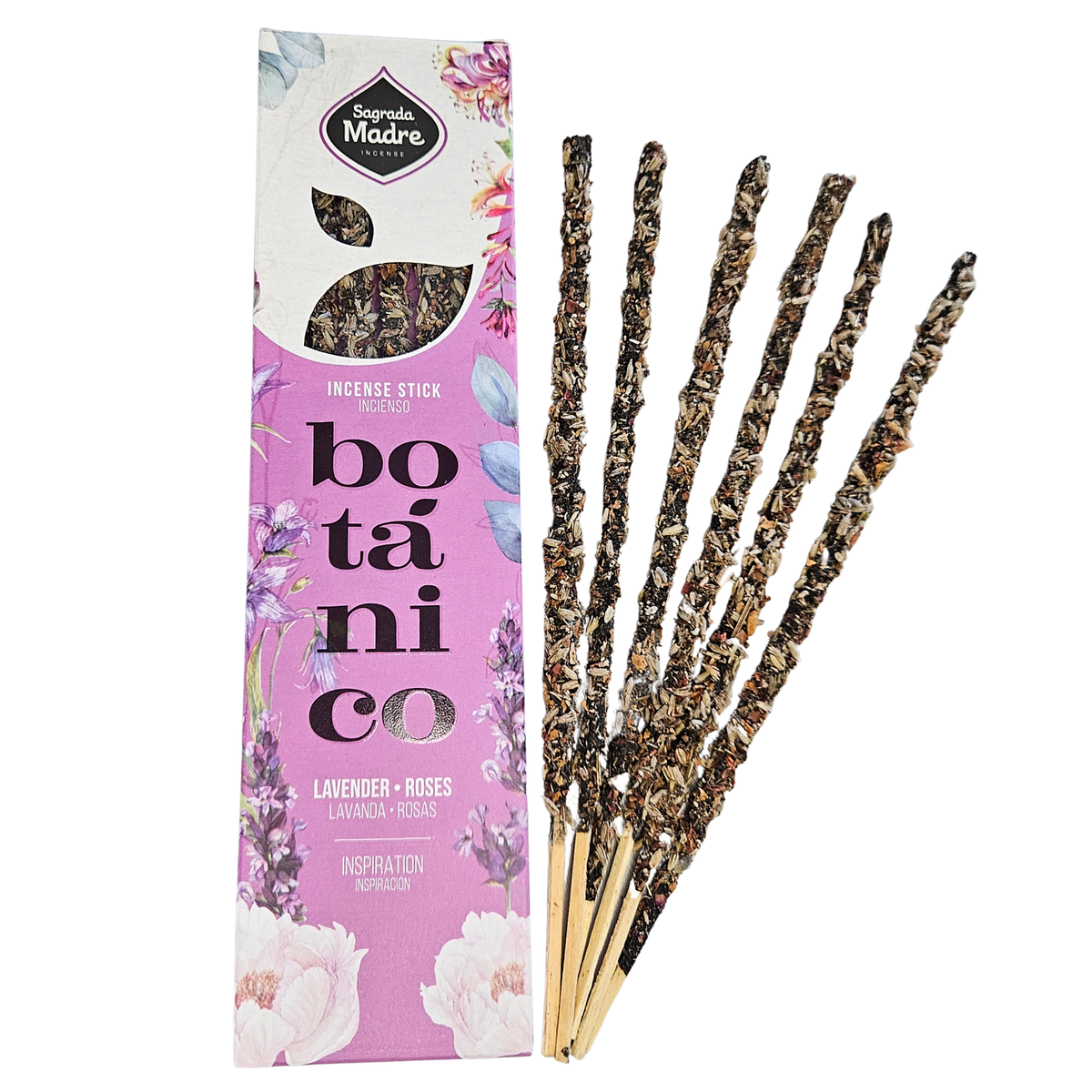 Sagrada Madre Botanico Räucherstäbchen Lavendel und Rose mit beruhigendem Duft für Entspannung