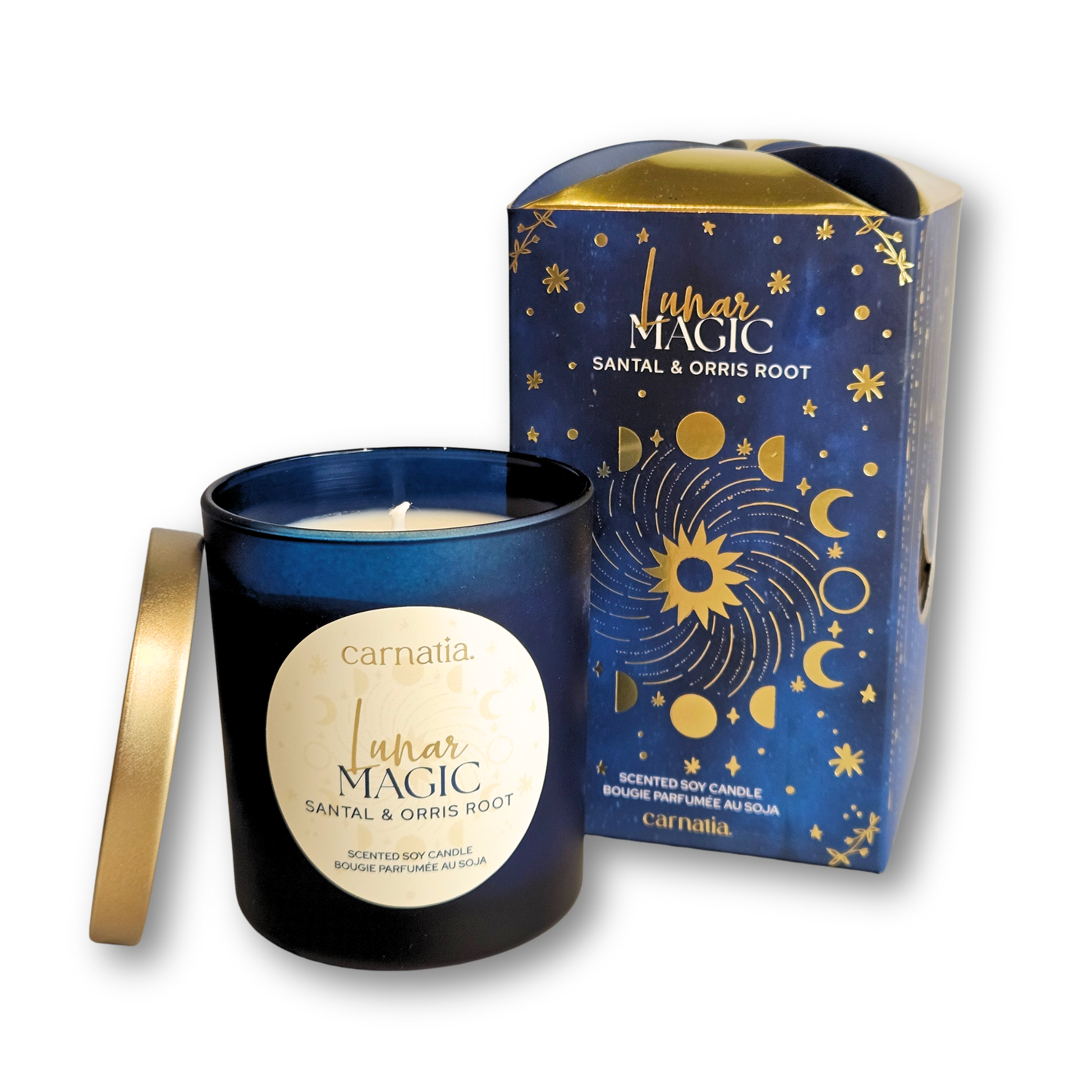 Lunar Magic Duftkerze aus Sojawachs mit goldfarbenem Deckel