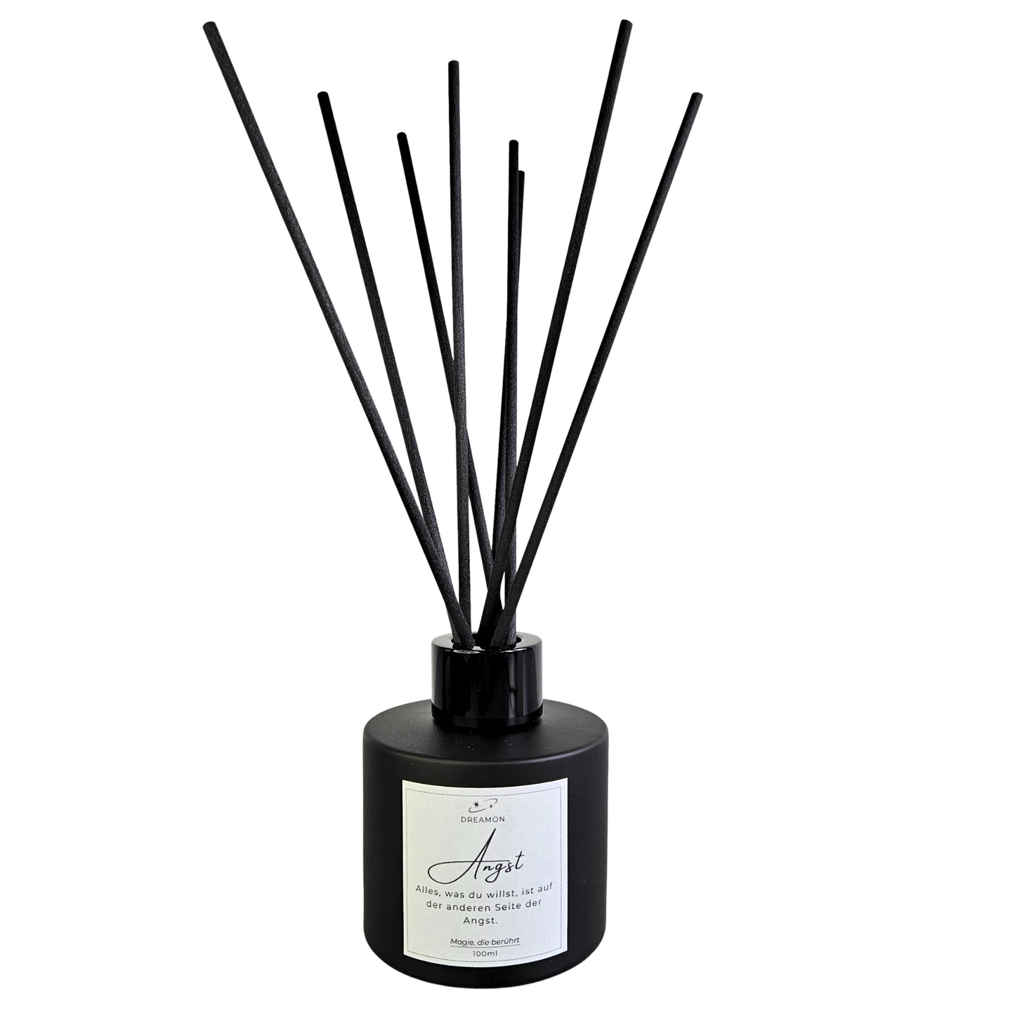 Raumduft „Angst / Anxiety“ – Diffuser mit beruhigender Wirkung aus ätherischen Ölen und Heilkräutern in schwarzer Flasche 