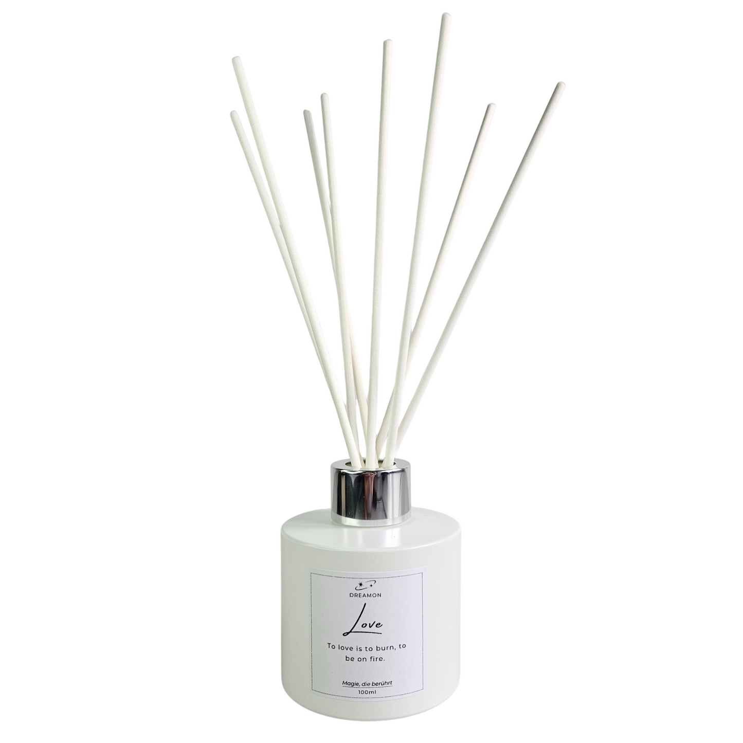 Raumduft „Love“ – für Herzöffnung, Verbindung und Zärtlichkeit in weisser Flasche – Variante mit englischem Etikett