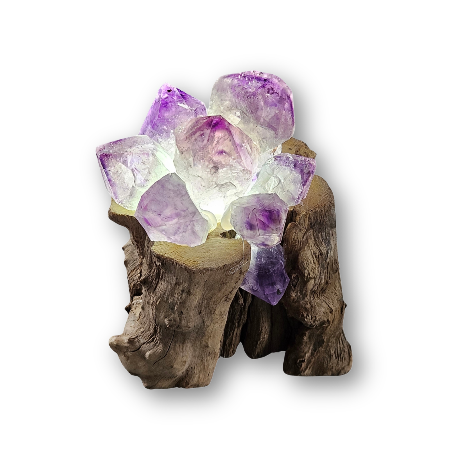 Beleuchtetes Amethyst Edelsteinlicht als handgefertigtes Unikat von DreamOn