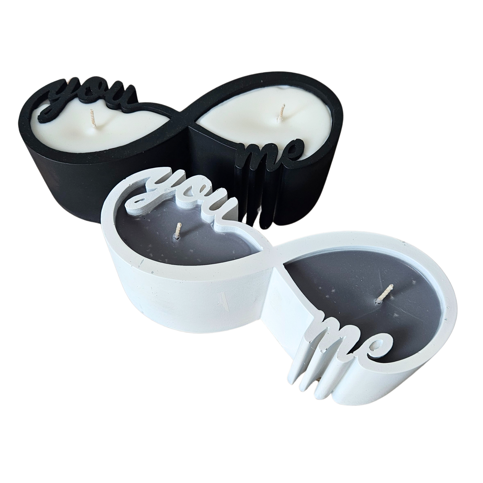 Infinity-Kerzen „You and Me“ im Ritual-Setting – stilvoll, kraftvoll & bedeutungsvoll, schwarz weiss oder weiss schwarz