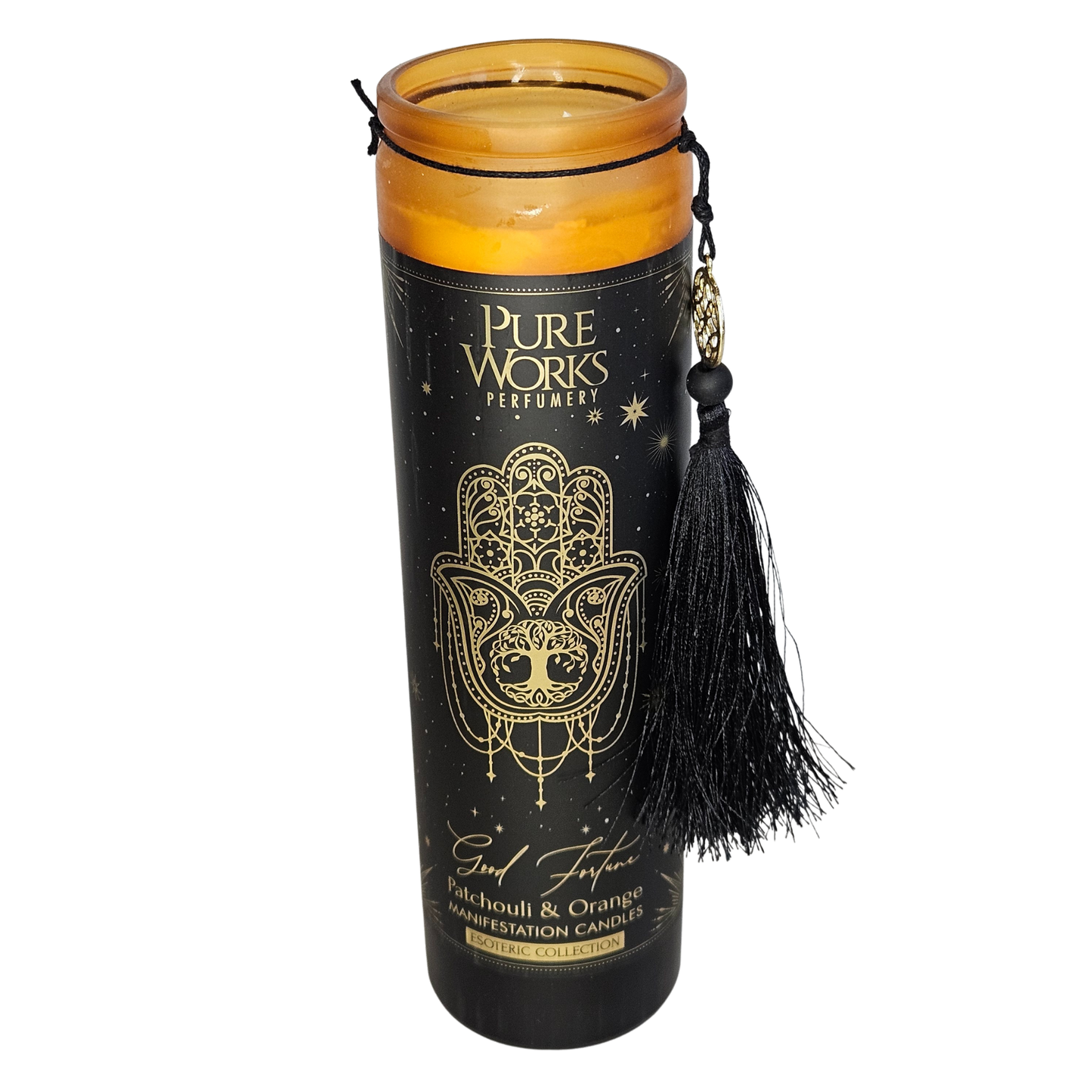 Ritualkerze für Glück und Fülle mit Patchouli-Orange-Duft