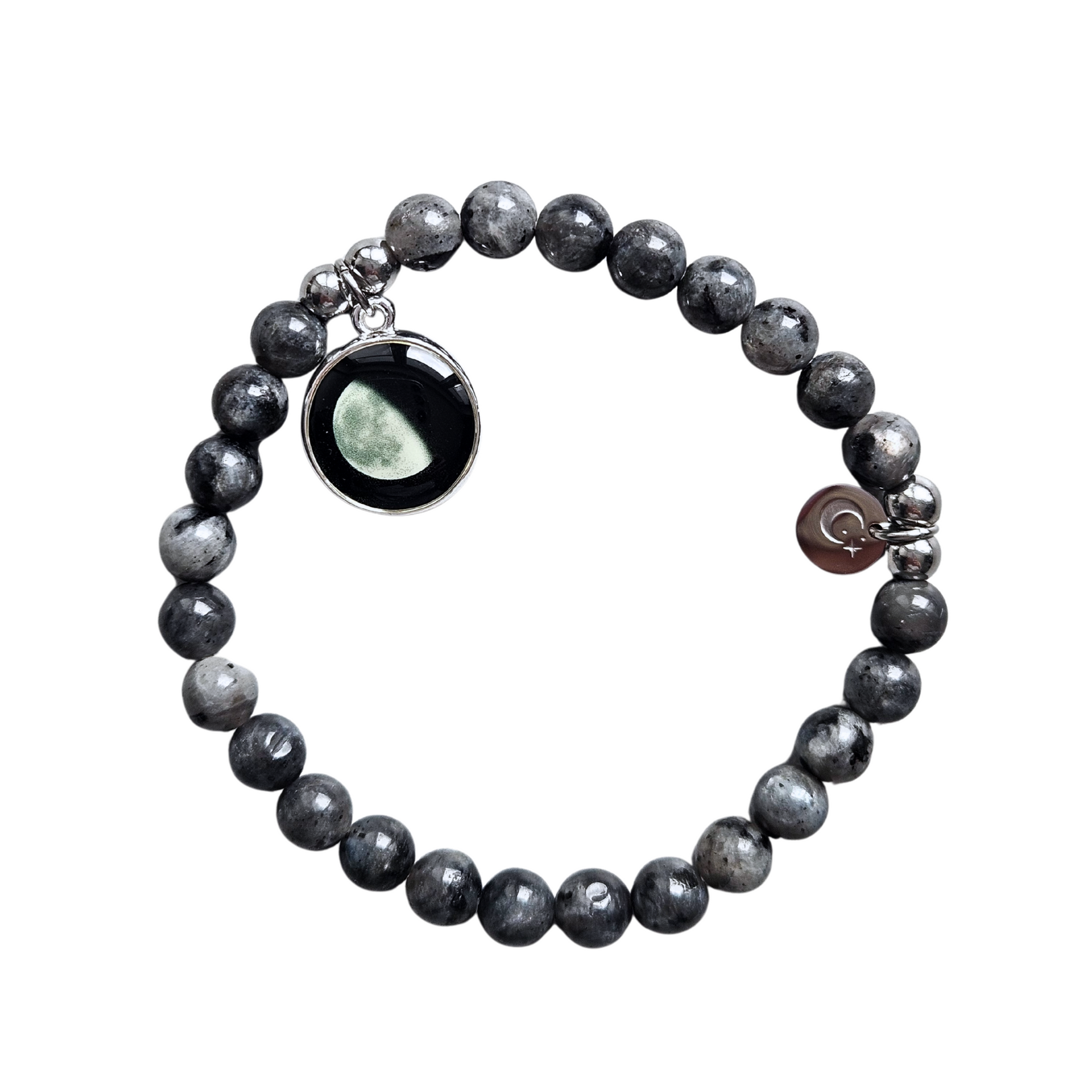 Moonglow Armband mit Labradorit-Anhänger – personalisierter Schmuck mit deiner Mondphase