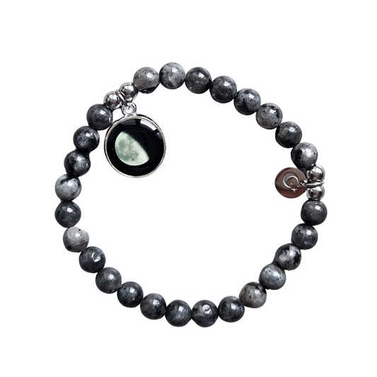 Moonglow Armband mit Labradorit-Anhänger – personalisierter Schmuck mit deiner Mondphase