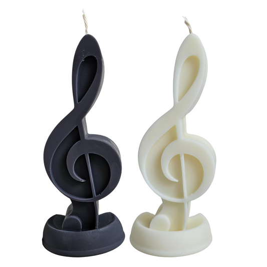 Kerzenset mit Violinschlüssel – Schwarz & Weiß im musikalischen Gleichklang