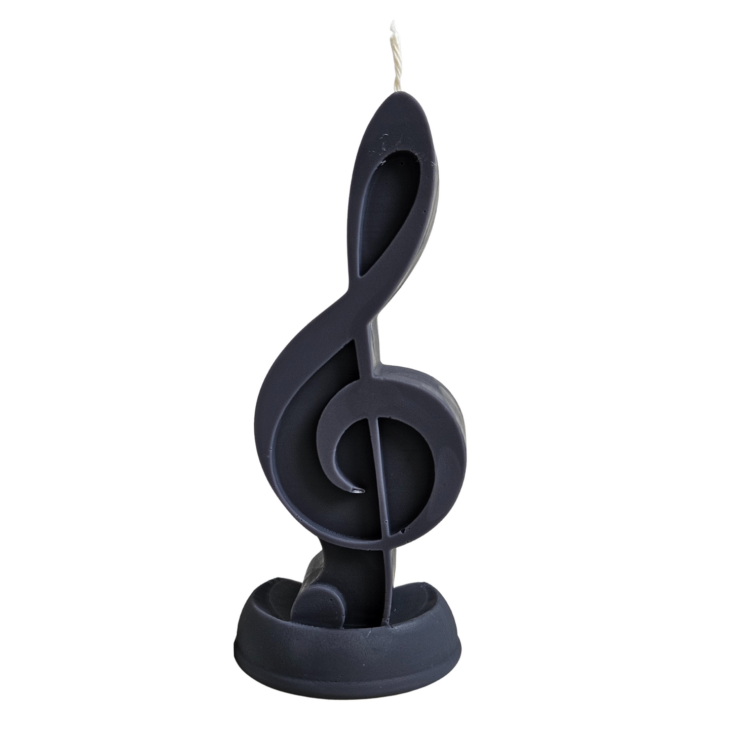 Stumpenkerze in Schwarz mit weißem Violinschlüssel – kraftvoll, mystisch & klangvoll