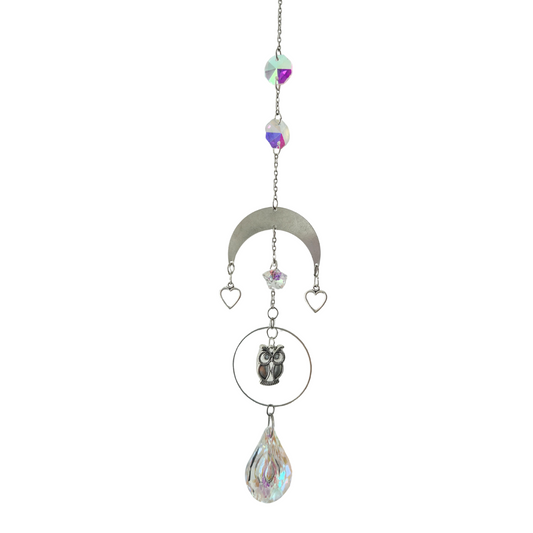 Magischer Suncatcher mit Eule, Herzen & Halbmond