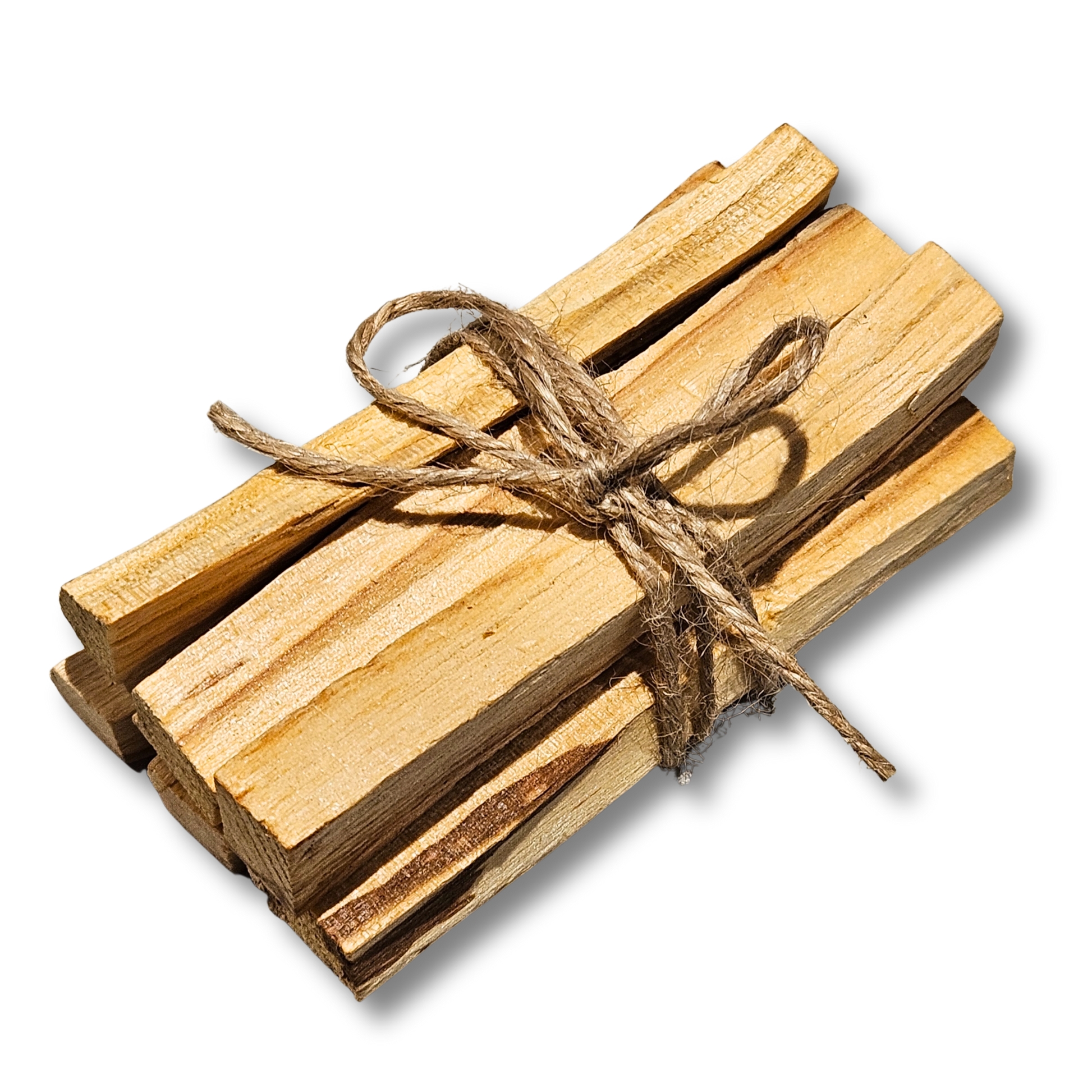 Palo Santo Bündel mit sechs Holzstäbchen, naturbelassenes Räucherholz aus Peru, gebunden mit Juteschnur