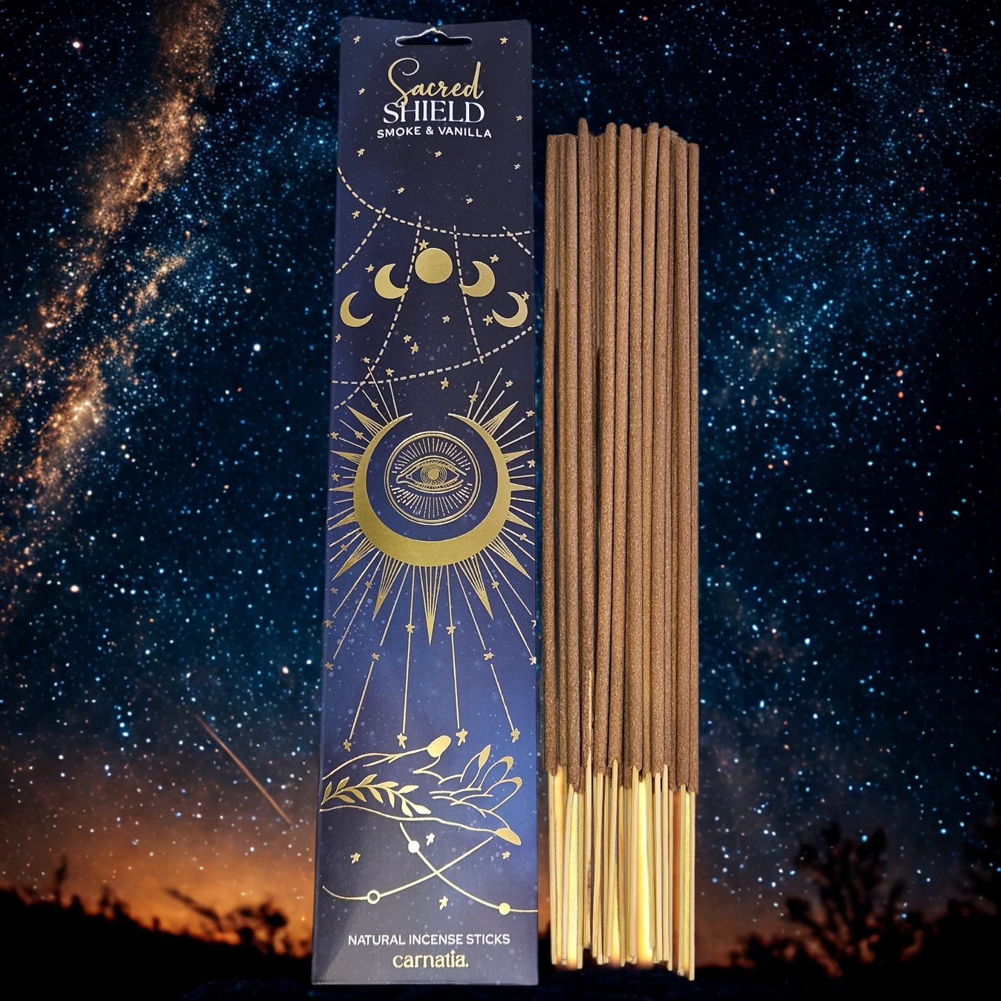 Bambusfreie Räucherstäbchen für entspannte Abendatmosphäre, abgebildet mit Sternenhimmel