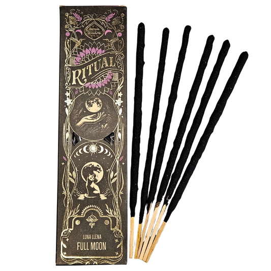 Packung der Sagrada Madre Ritualräucherstäbchen Full Moon – Wild White Flowers mit sechs langen Räucherstäbchen.