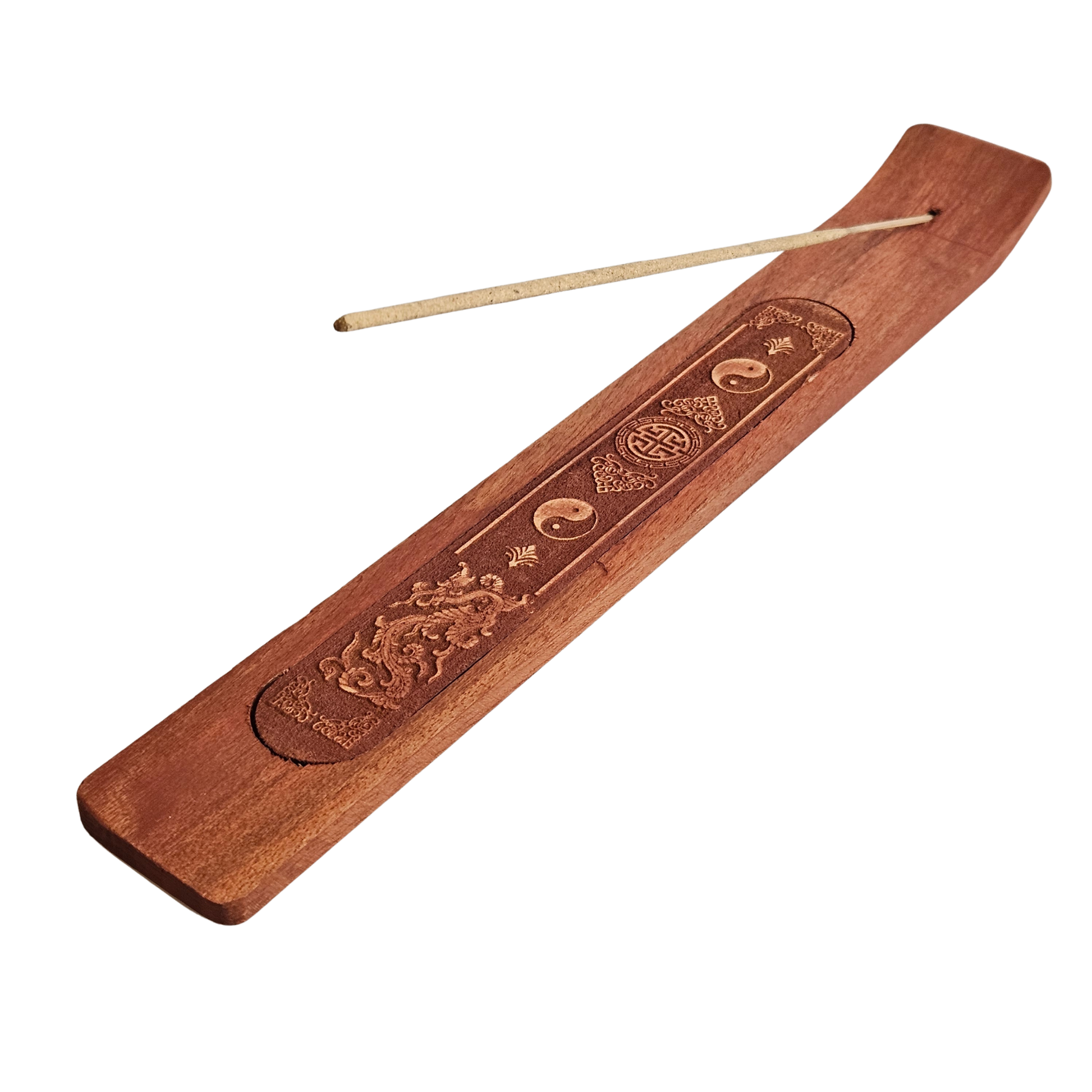 Holz Räucherhalter mit Drachen-Symbolik für Schutzrituale
