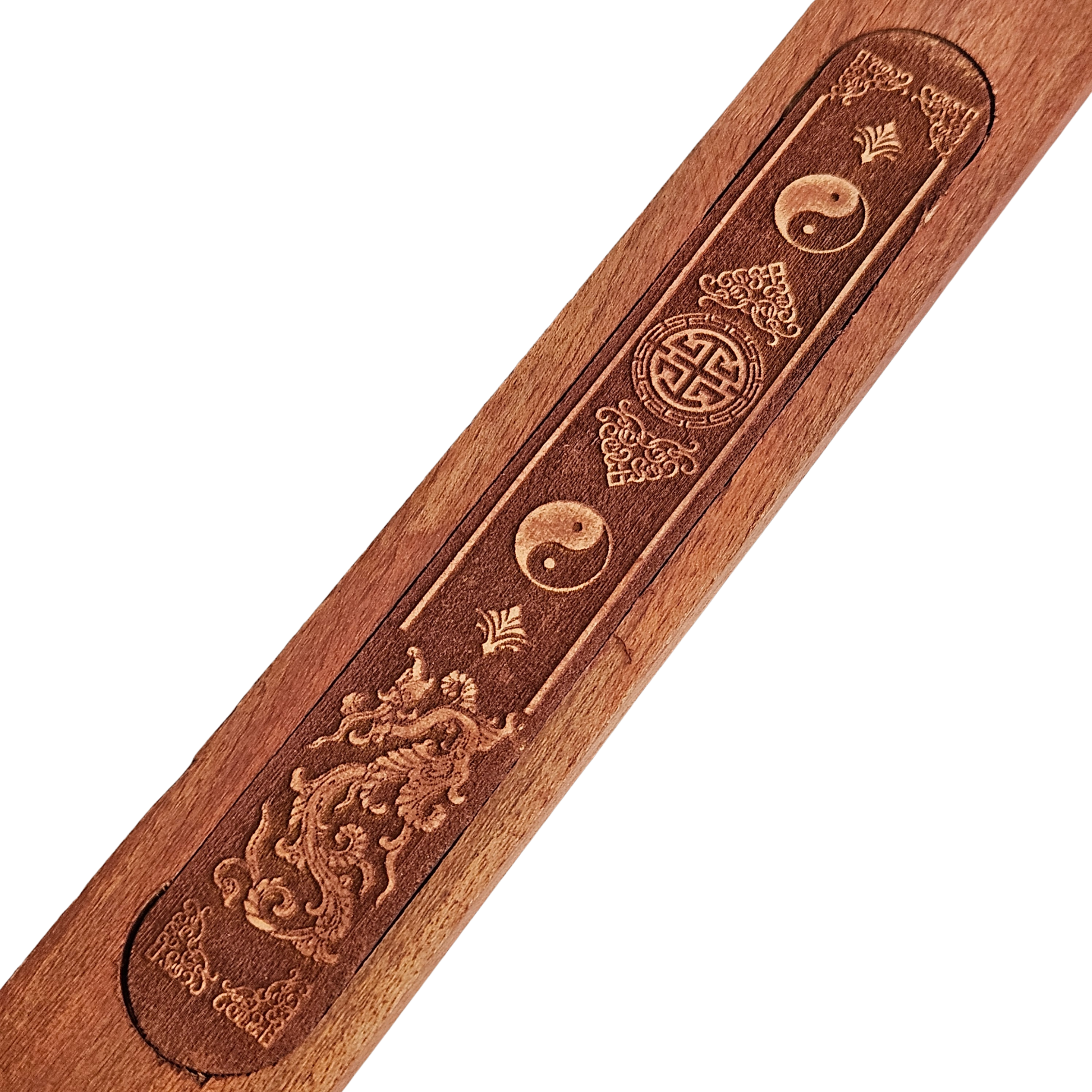 Räucherstäbchenhalter Drache aus Akazienholz – Draufsicht