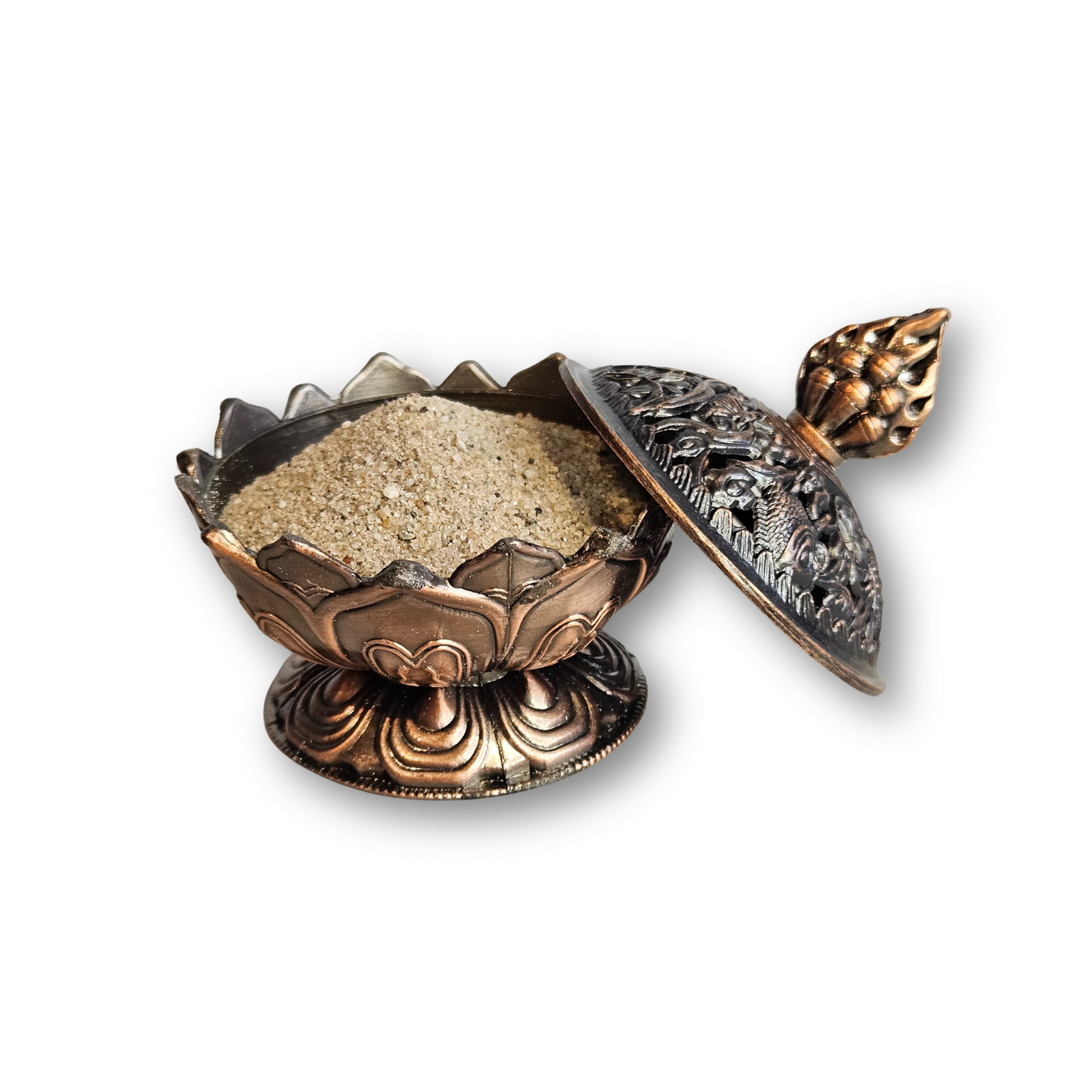 Spiritueller Räucherstäbchenhalter Lotus kupferfarben für Meditation