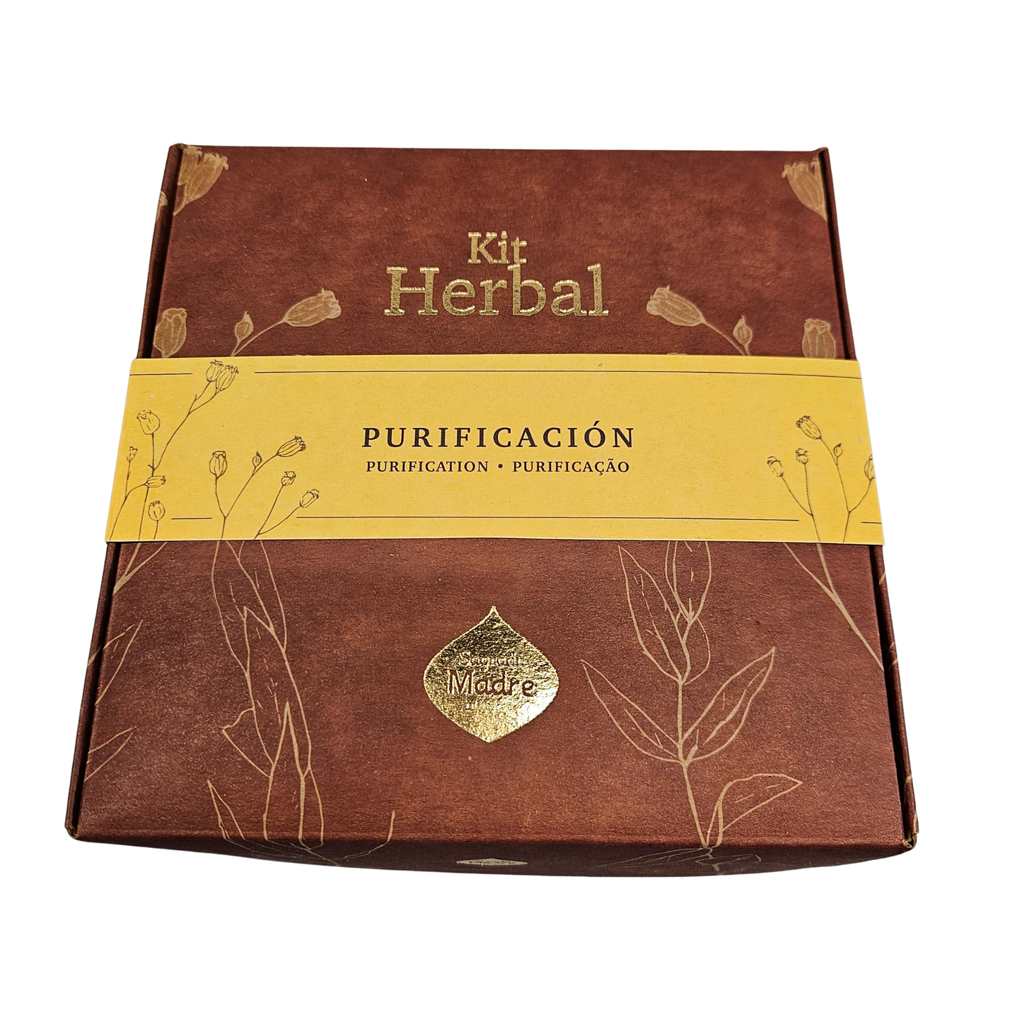 Sagrada Madre Herbal Kit – Räucherwerk Set Reinigung in brauner Box mit gelber Banderole 