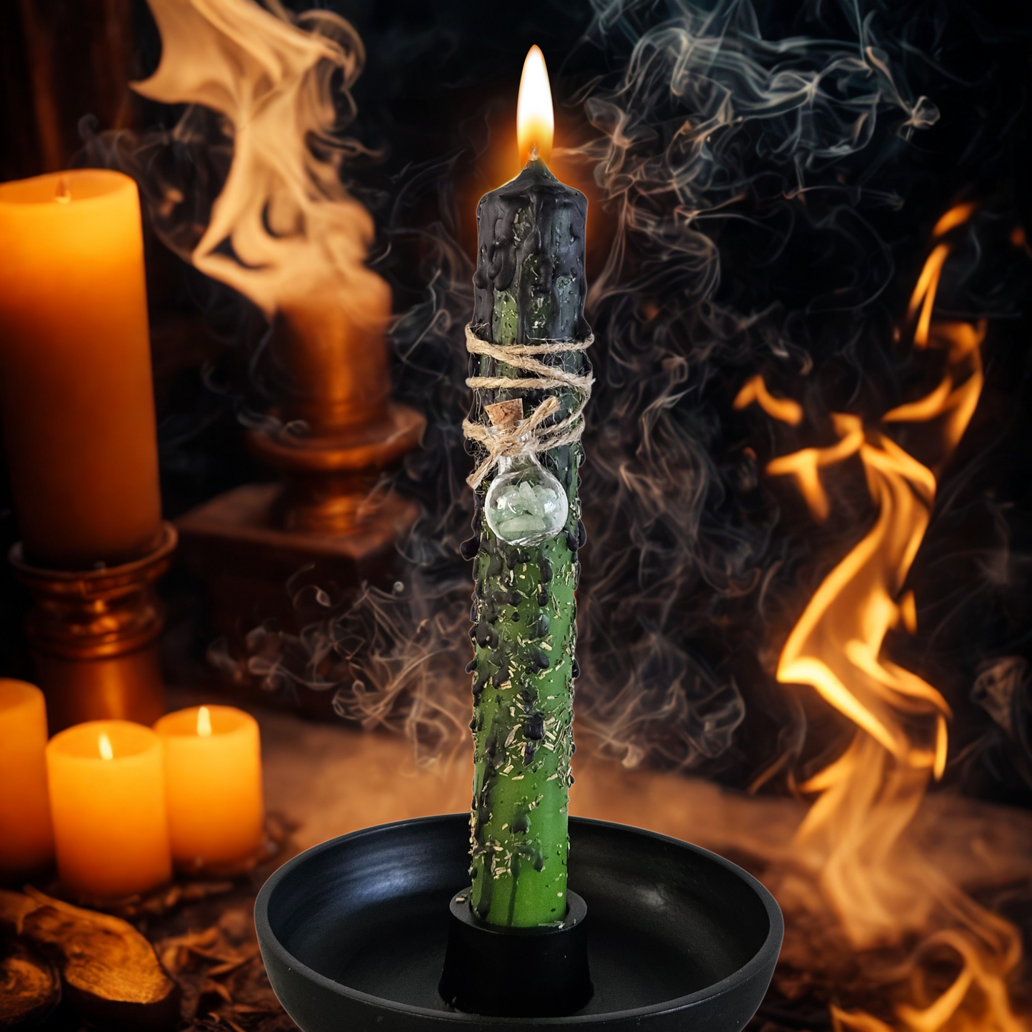 Ritualkerze Grün in Kerze für Wachstum, Fülle und Heilung mit Rosmarin und Thymian, DreamOn