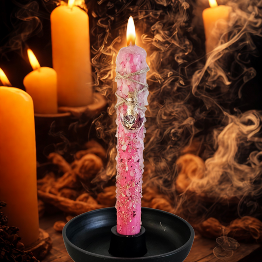 Ritualkerze Rosa –in Kerze für Liebe, Selbstliebe & Harmonie mit Rosenblättern und Jasmin, DreamOn