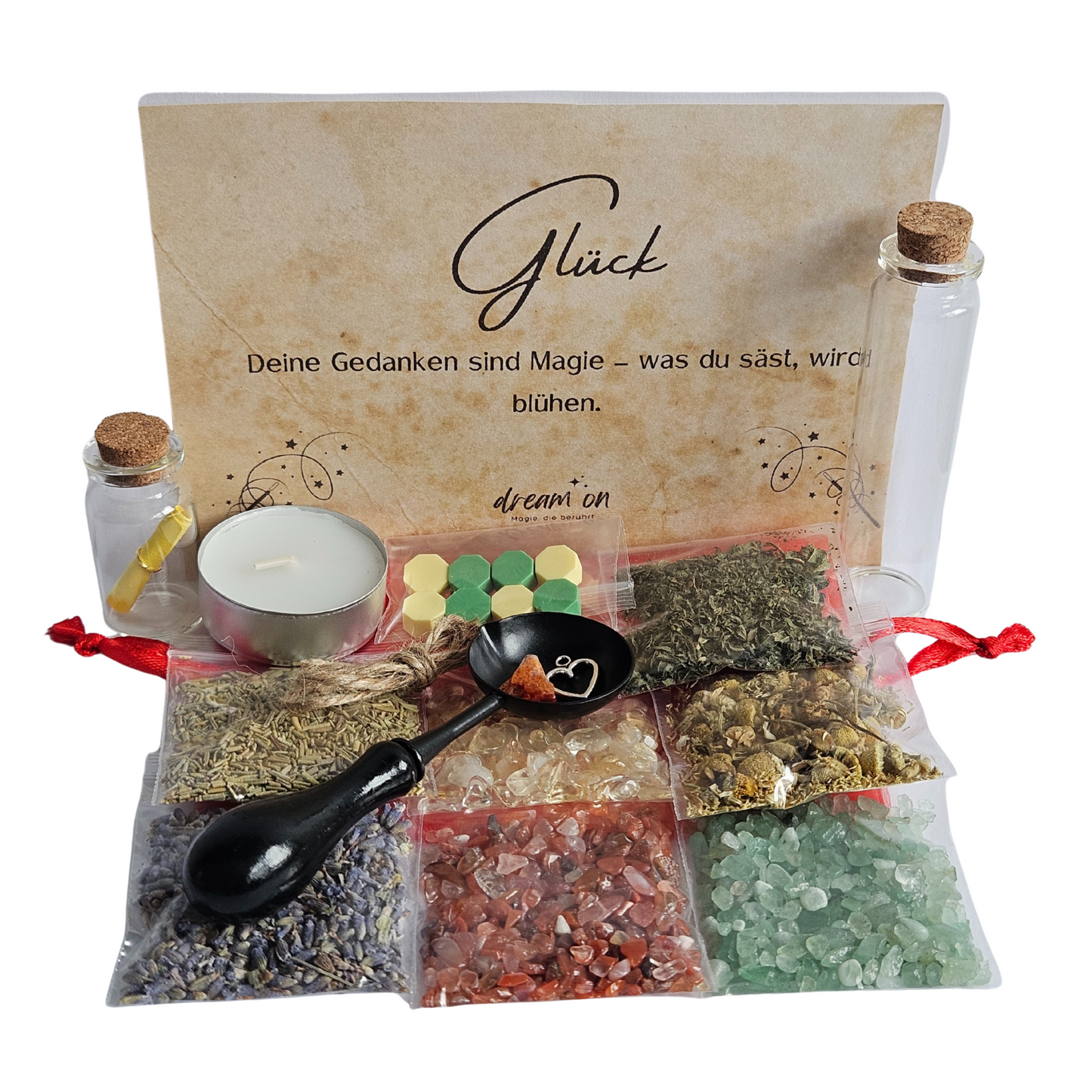 Wunschglas-Kit für mehr Lebensfreude – Spell Jar DIY-Set mit Anleitung & stärkenden Zutaten