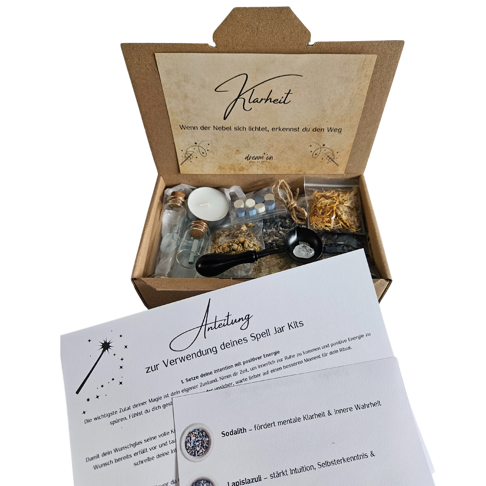 Detailansicht der Inhalte: klärende Kräuter, Citrin & Entscheidungsfokus