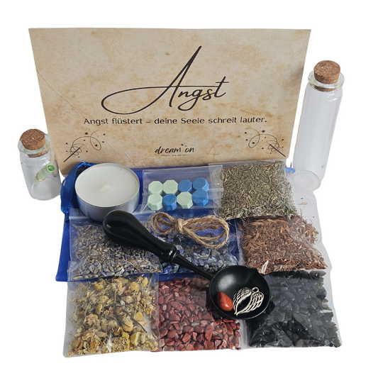 Ritual-Set zur Transformation von Angst – Spell Jar Kit mit Schutzsteinen, beruhigenden Kräutern & Anleitung