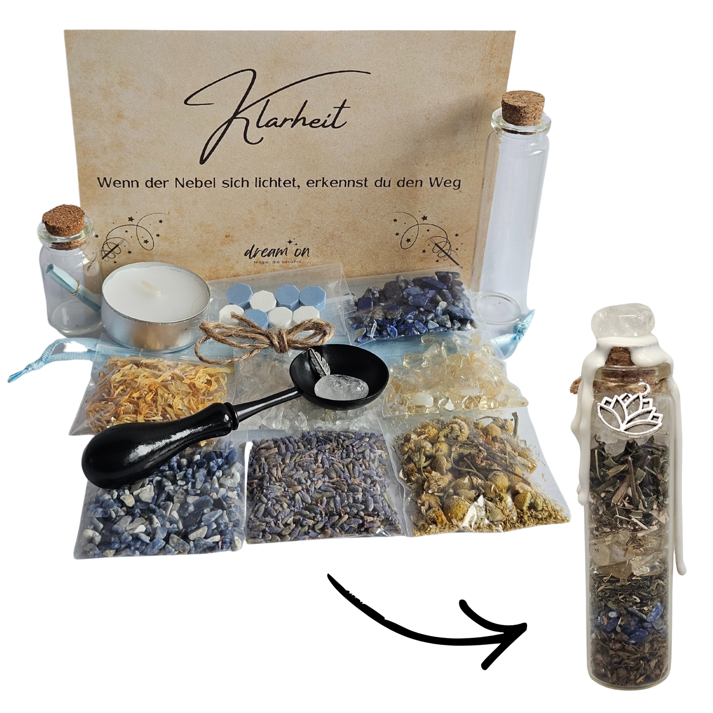 Energie-Set für Entscheidungskraft & innere Ausrichtung – Spell Jar Kit mit Anleitung & Zutaten