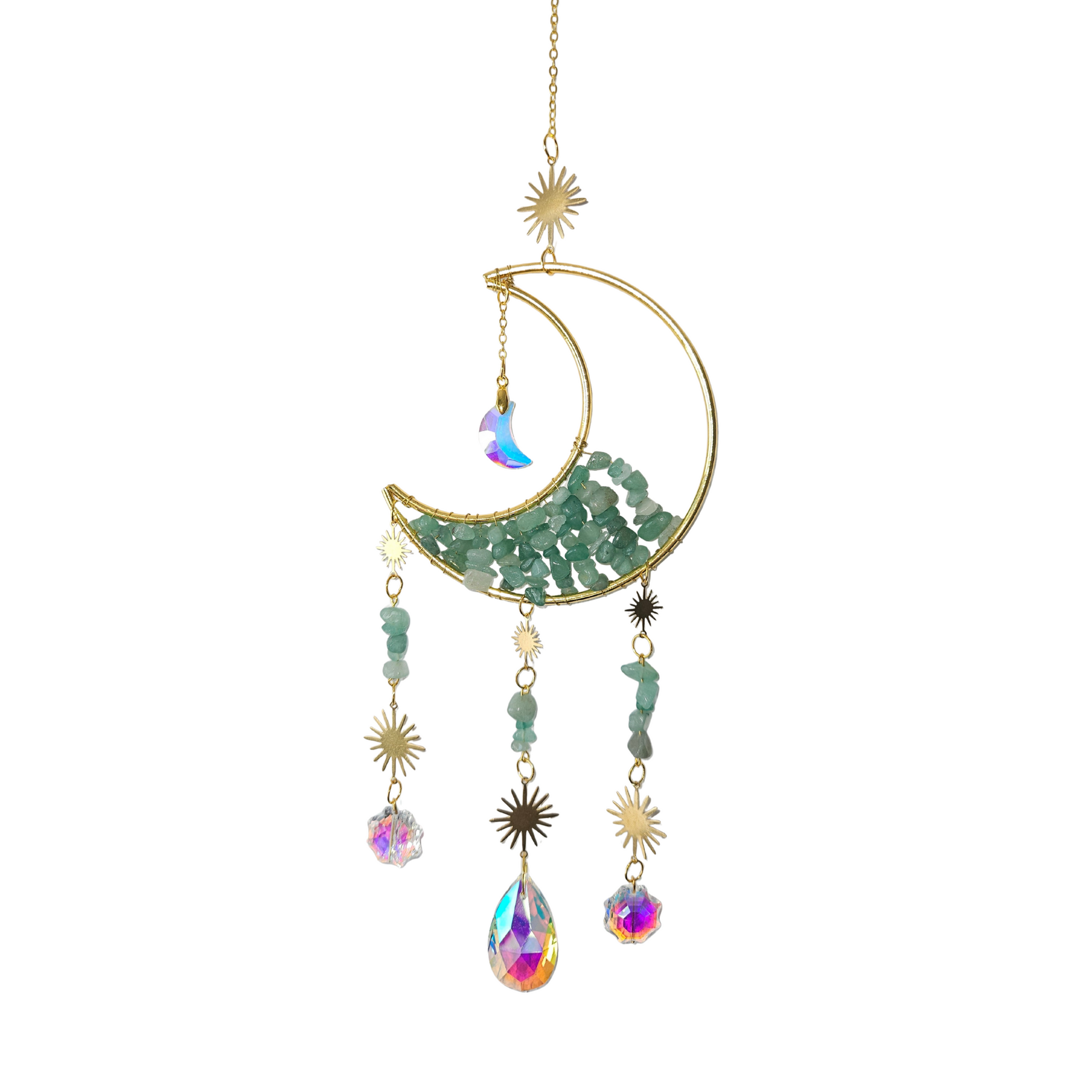 Großer Suncatcher mit Aventurin & Gold – Lichtfänger für Ausgleich, Leichtigkeit & Herzensfreude