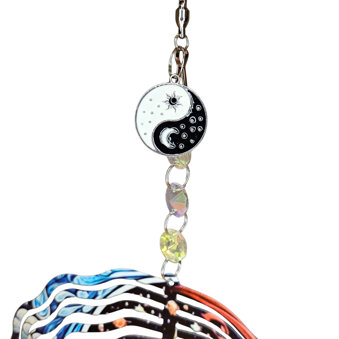 YinYang Windspinner aus Metall Wasser und Feuer obere Aufhängung