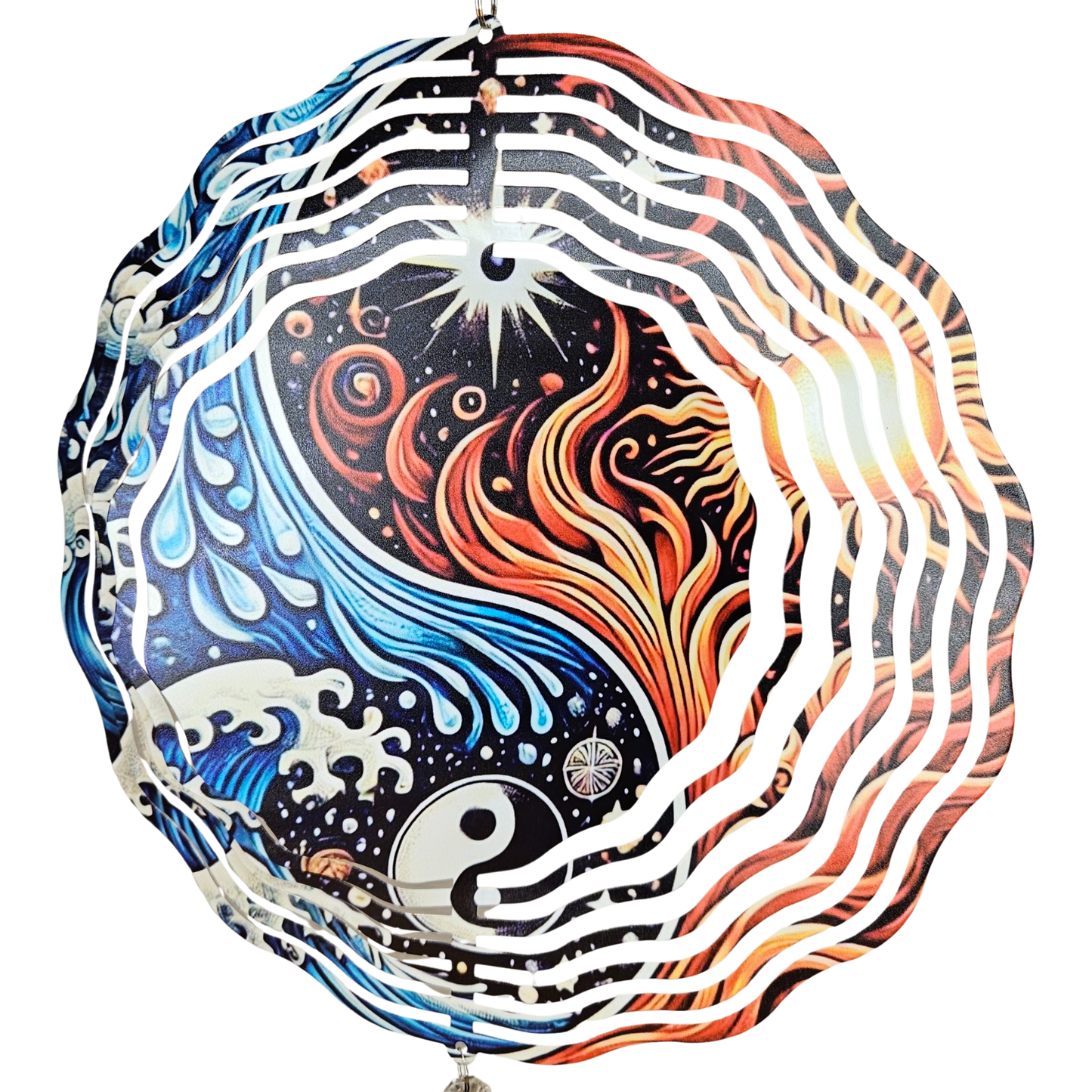Freigestellter YinYang Windspinner in Nahaufnahme