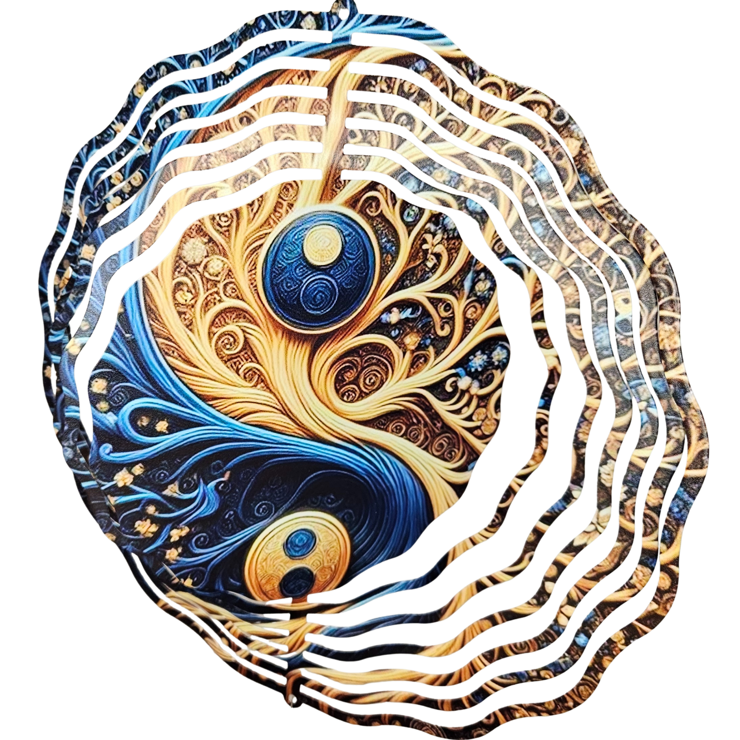 YinYang Baum des Lebens Darstellung im rotierenden Metall-Windspinner