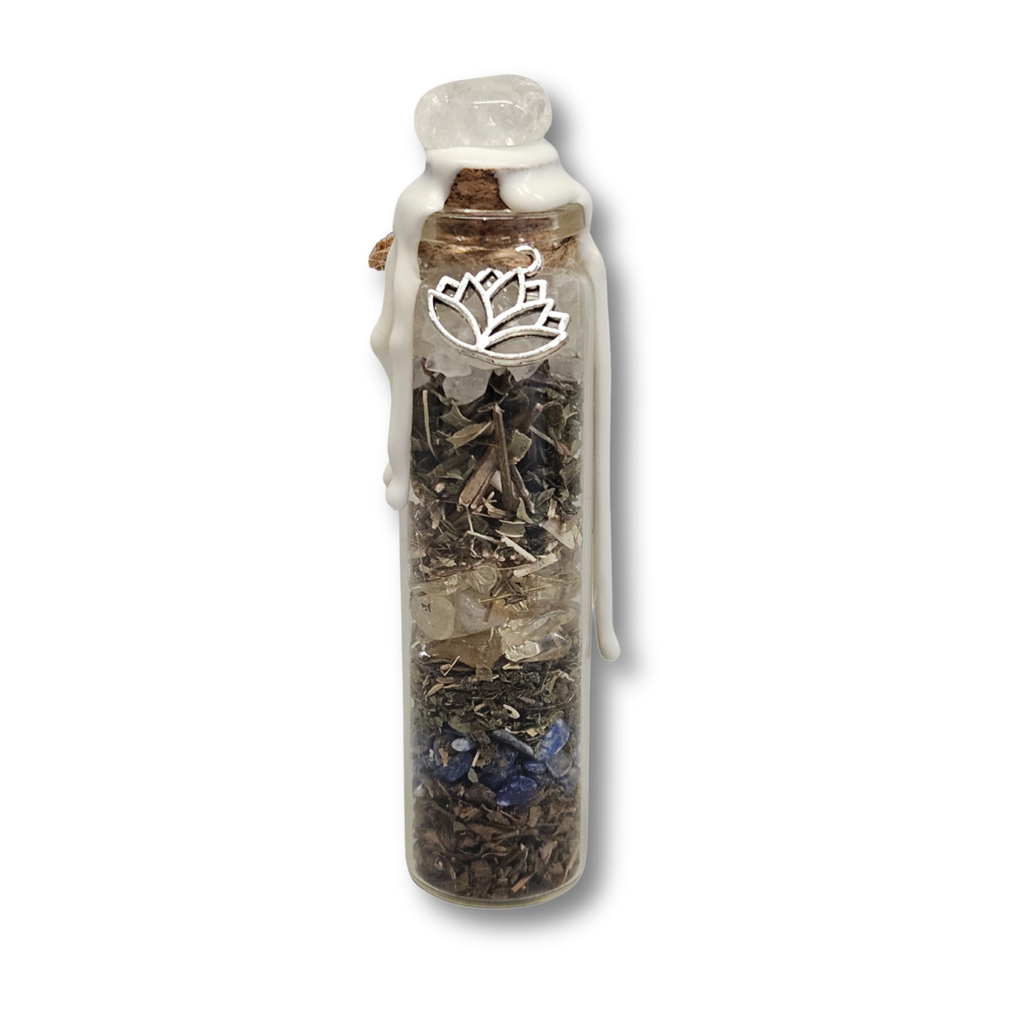 Spell Jar Klarer Geist & Spirituelle Anbindung – handgefertigtes Wunschglas mit Pfefferminze, Zitronenmelisse, Tulsi, Vervain, Bergkristall, Lapislazuli und Citrin für Konzentration, Intuition und innere Klarheit.