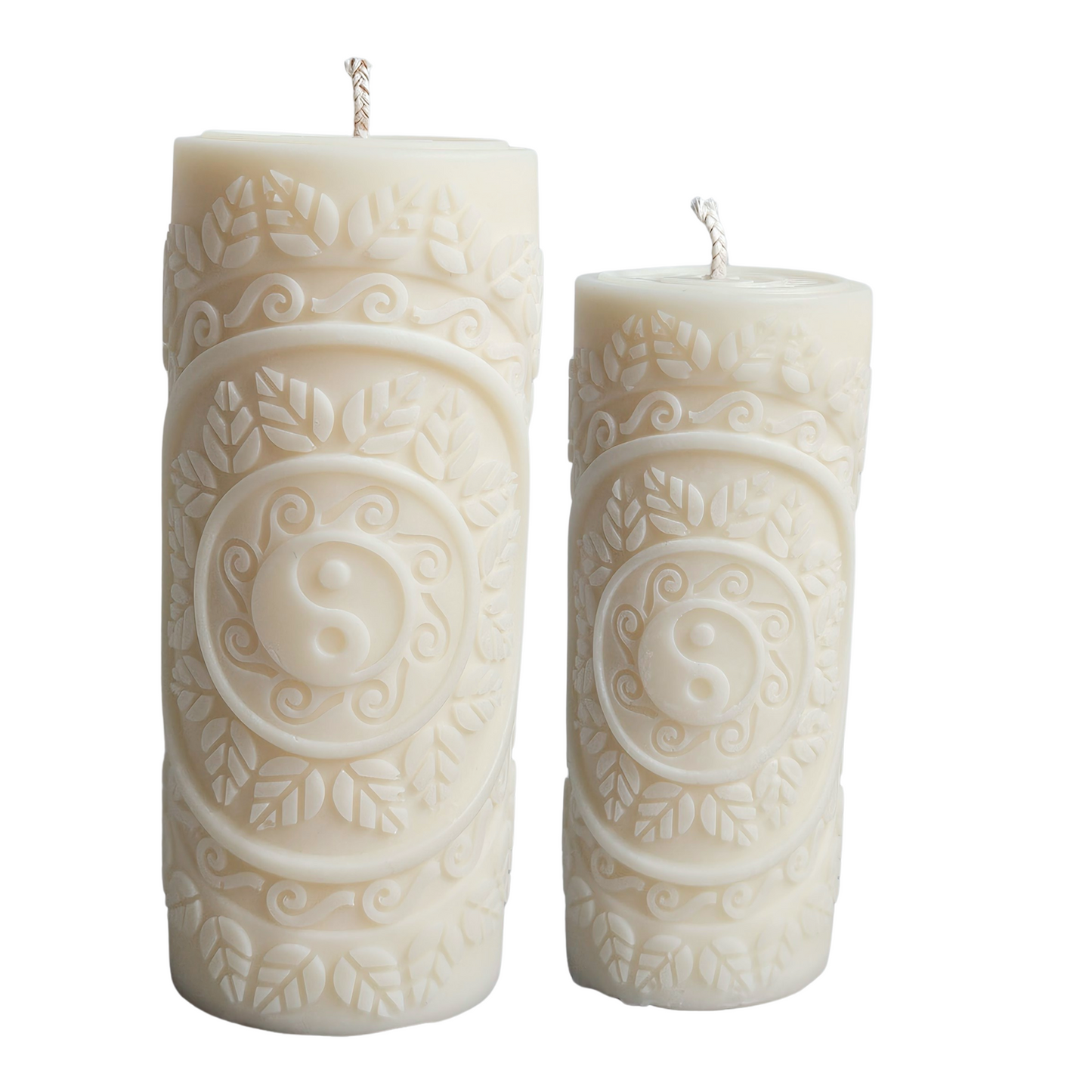 Zweier-Set in Weiß – Yin-Yang Kerzen für Klarheit, Licht & spirituelle Reinheit