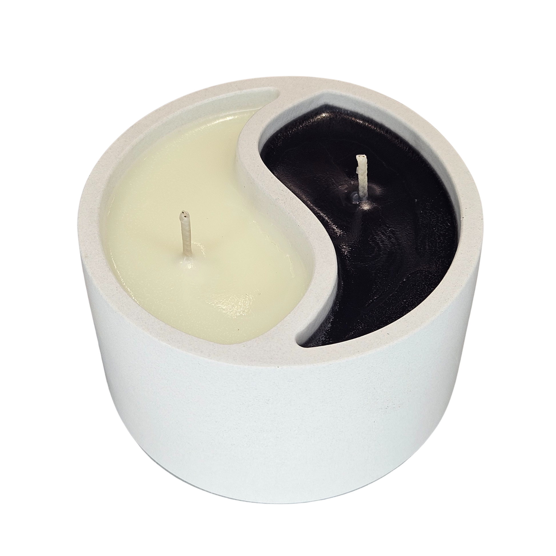   YinYang Duftkerze im Gipsgefäß  weiss– hochwertige Handarbeit und spirituelles Design von DreamOn Gifts