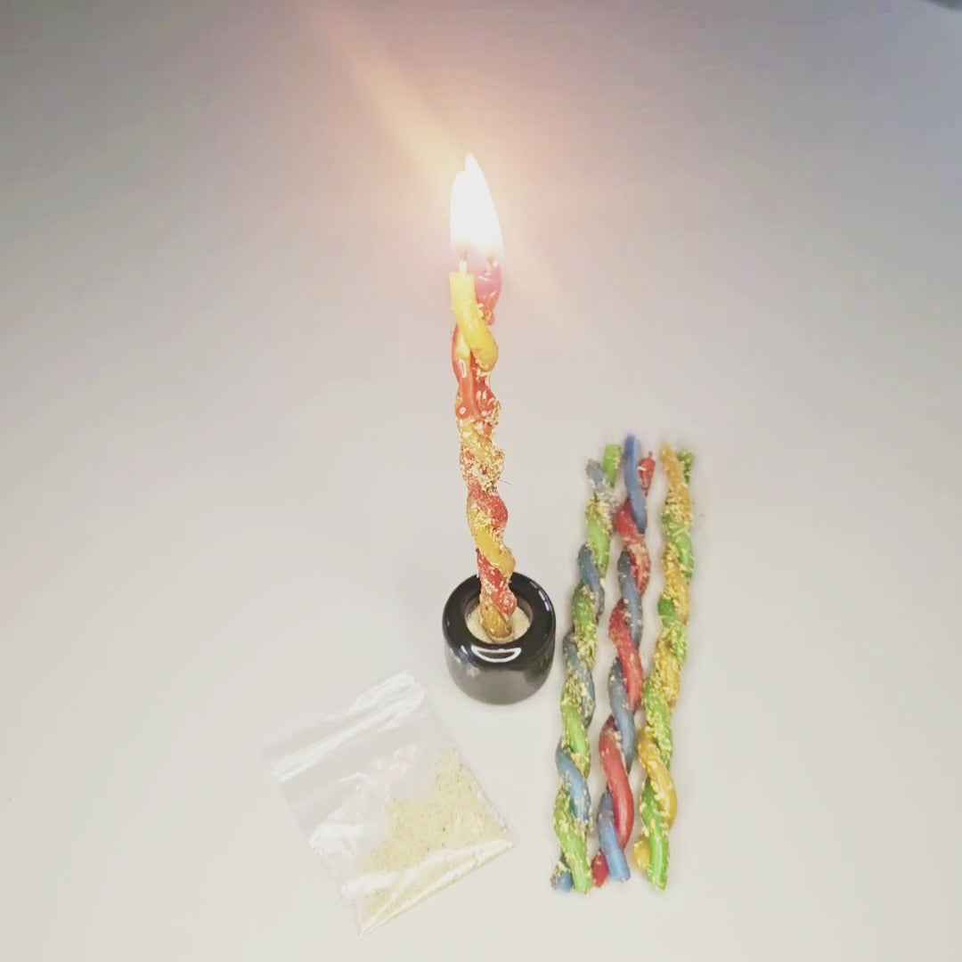 Sacred Balance – gesalbte Duo-Kerzen aus Bienenwachs mit Kräutern und ätherischen Ölen. Symbol für Harmonie, Liebe und energetische Balance.