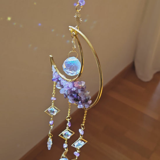 Mystischer Suncatcher mit Amethyst & Kristall – Lichtspiel für Intuition & spirituellen Schutz, Video