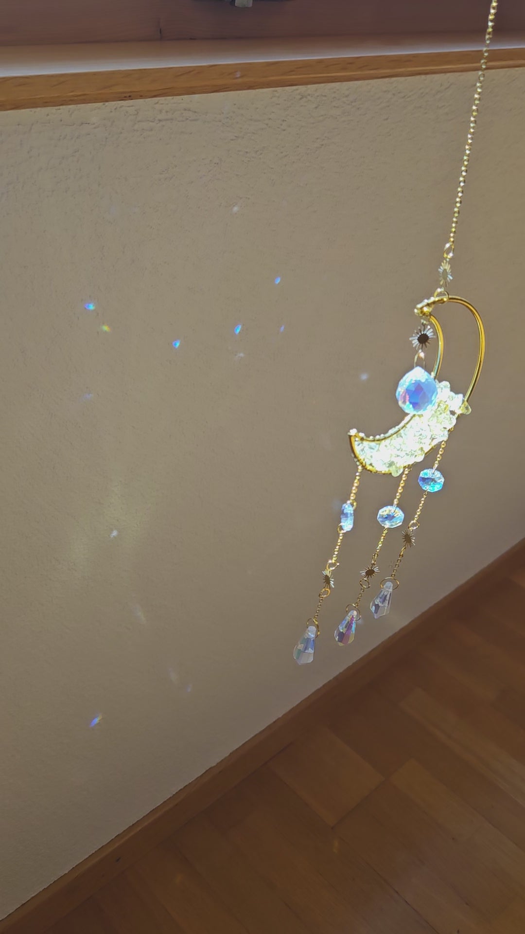 Großer Suncatcher mit Citrin und goldenen Akzenten – Sonnenlichtfänger für Lebensfreude & Wohlstand, Video