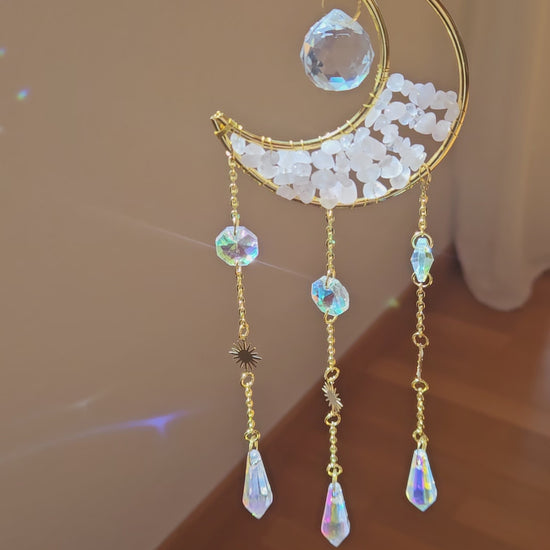 Suncatcher mit Rosenquarz und goldenen Details – strahlender Lichtfänger für Herzöffnung & Selbstliebe, Video