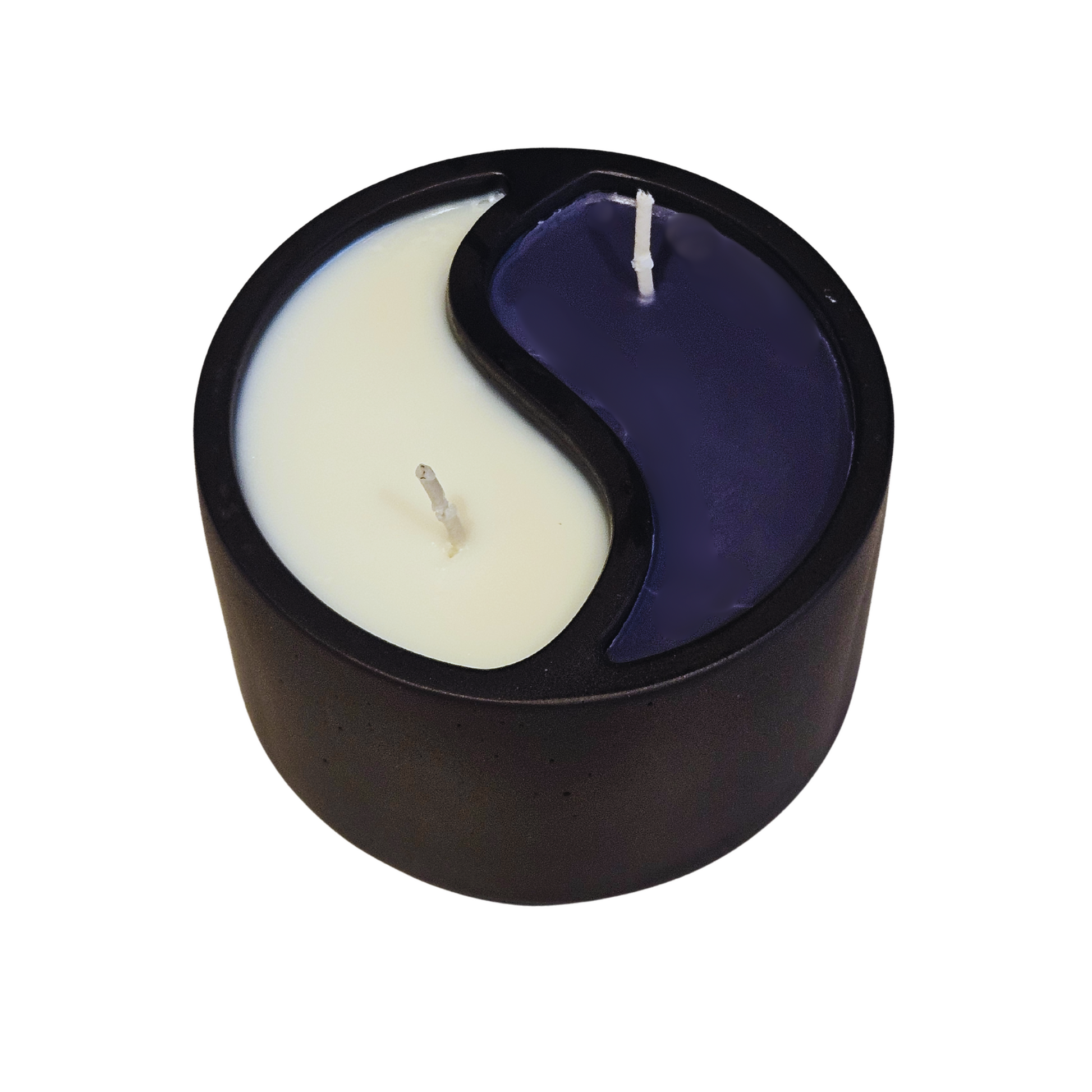YinYang Kerze mit zwei Dochten – Balance in Schwarz und Weiß, handgegossenes Ritualgefäß mit Intention